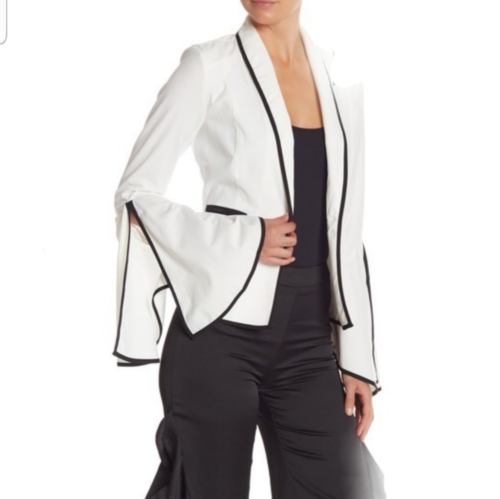 Do + Be women's white and black piped trim blazer
